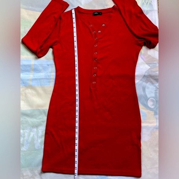 Doublju Women Red Casual Size Large Long Sleeve Sweater Dress Stretchy - Picture 11 of 12